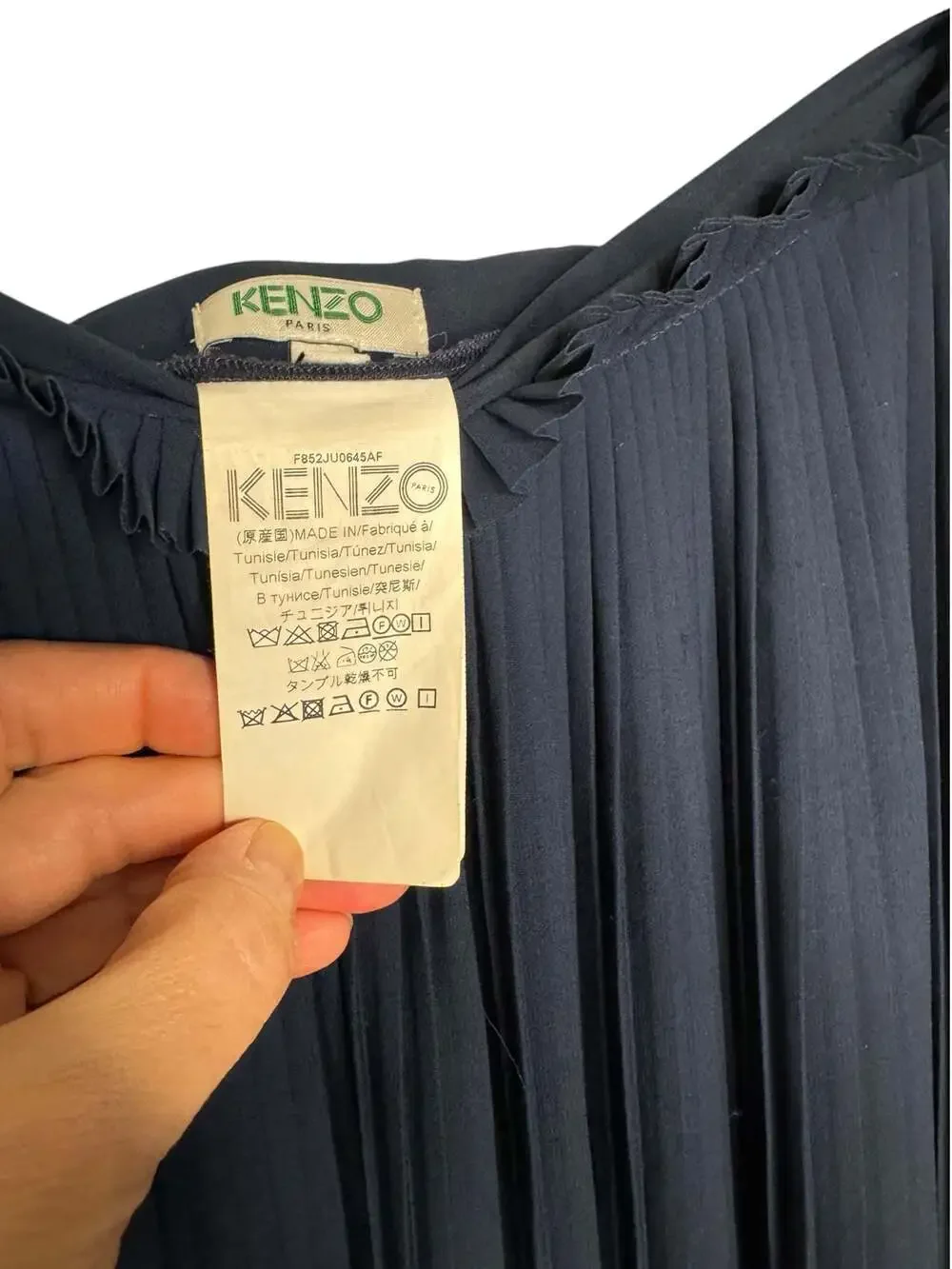 Kenzo Paris Asymmetric Pleated Skirt Navy Blue Size 42/10